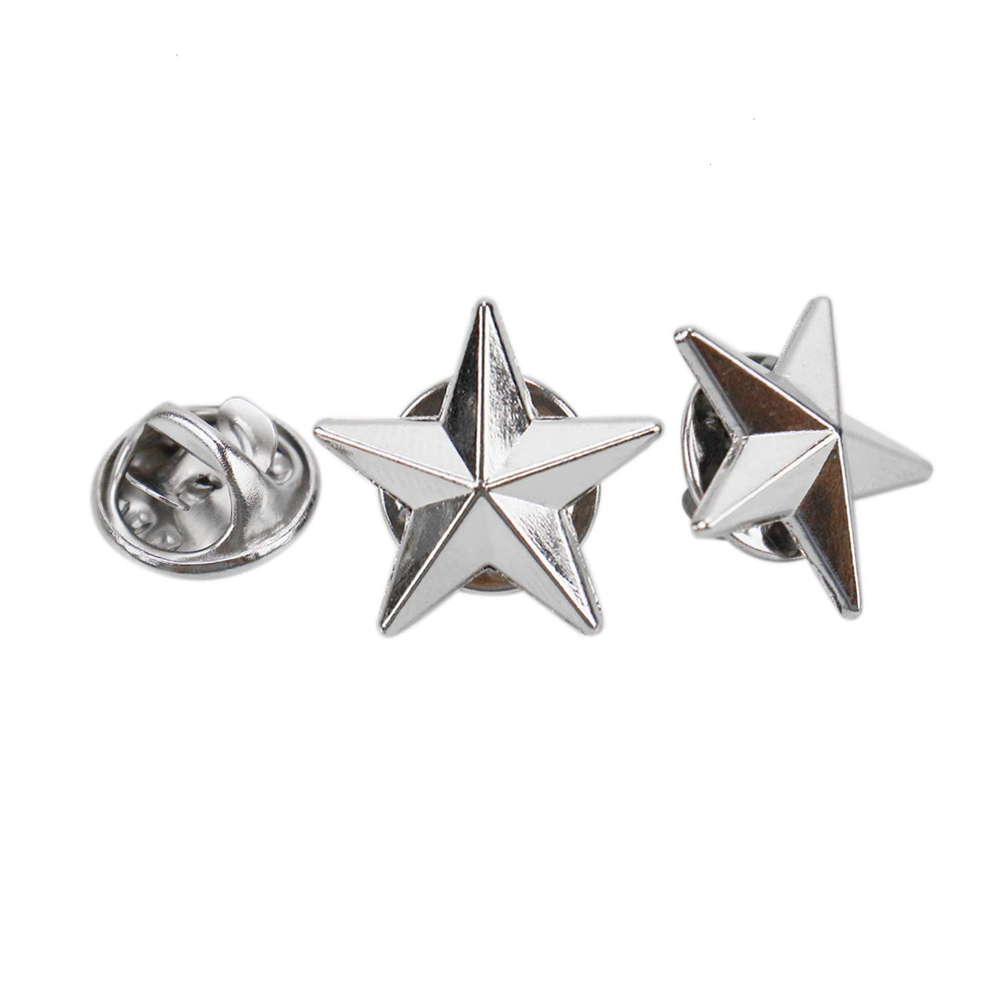 Military 3D 5 Point Silver Star Lapel Pin Rank USA Army Sergeant Collar ...