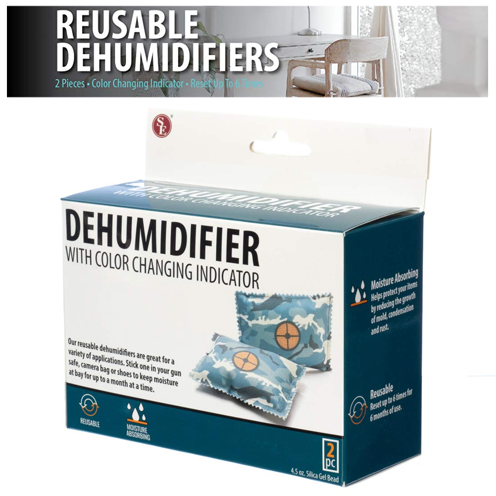 2 Dehumidifier Packs Reusable Silica Gel Safe Moisture Absorber Storage