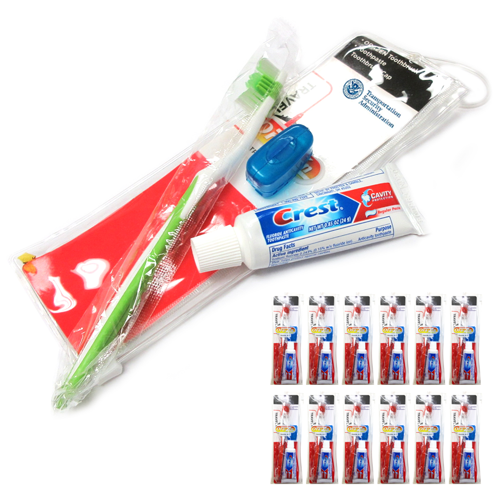12 Packs Travel Toothbrush Kit Cover Crest Toothpaste