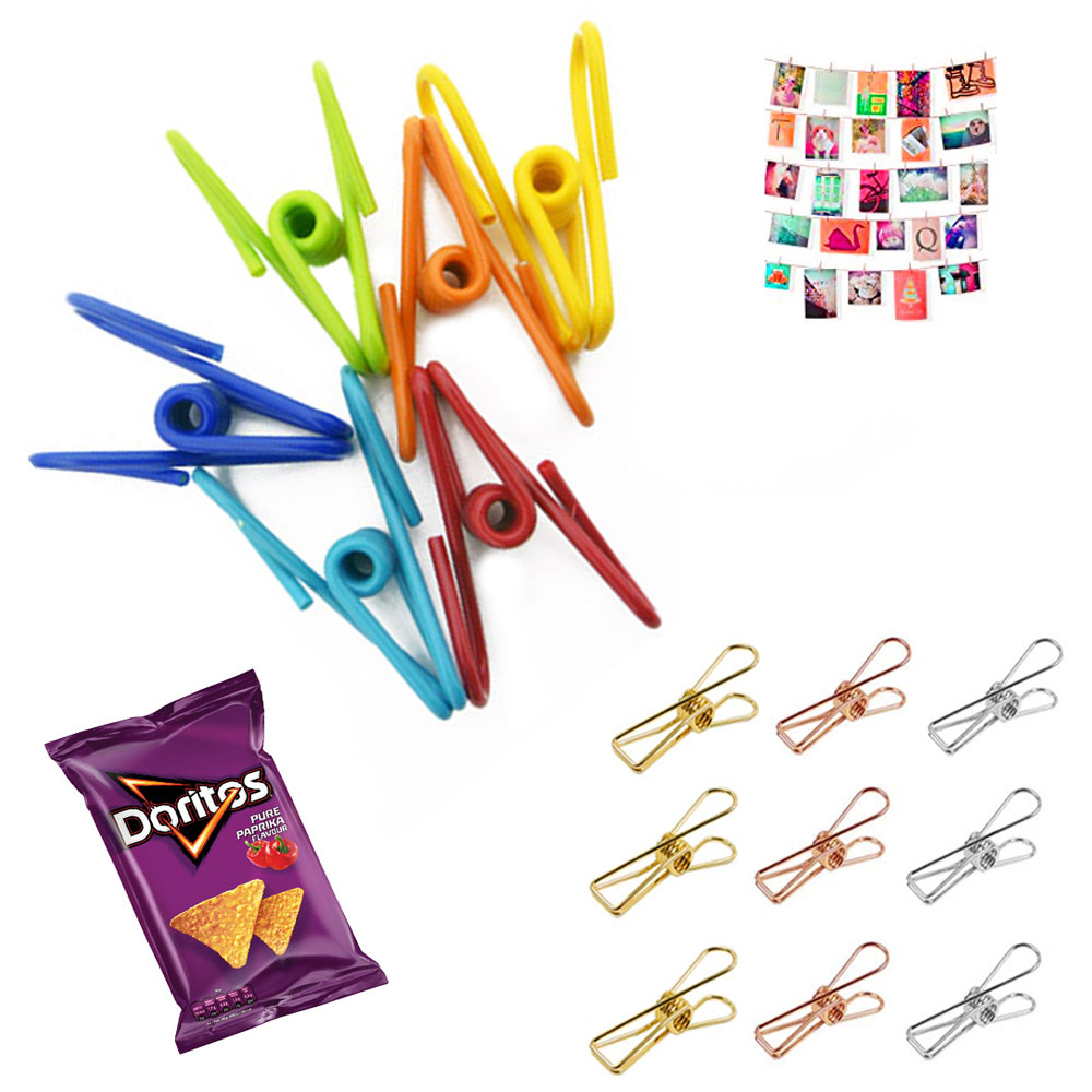 120 Multi Purpose Clips Snack Chip Holder Colored Kitchen Metal Food