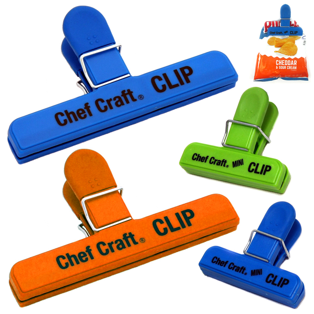 4Pc Bag Clips Food Chip Assorted Size Multi Purpose Clothespin Mini