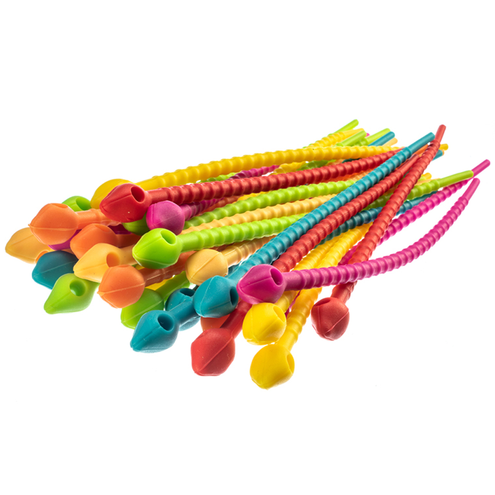 24Pc Silicone Reusable Cable Twist Ties Organizer Cords Kitchen Garden
