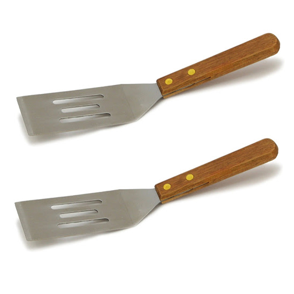 2 Pc Chef Craft Small Slotted Cookie Spatula Stainless Steel Wood
