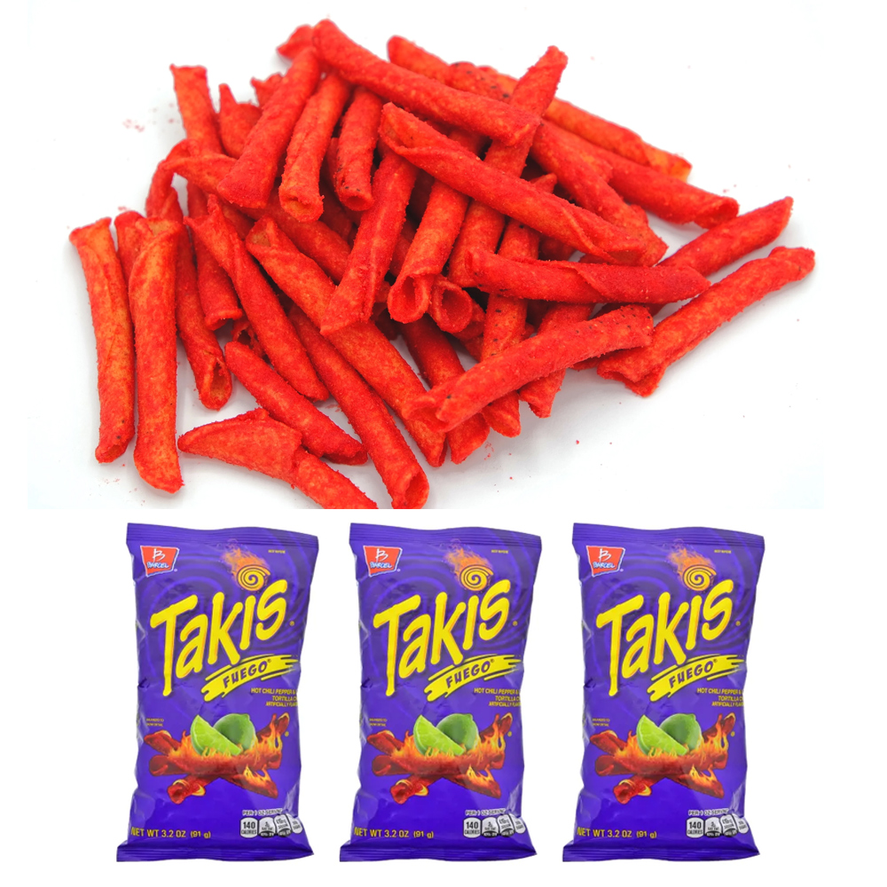 3 Pk Barcel Takis Fuego Hot Chili Pepper Lime Tortilla Chips Spicy