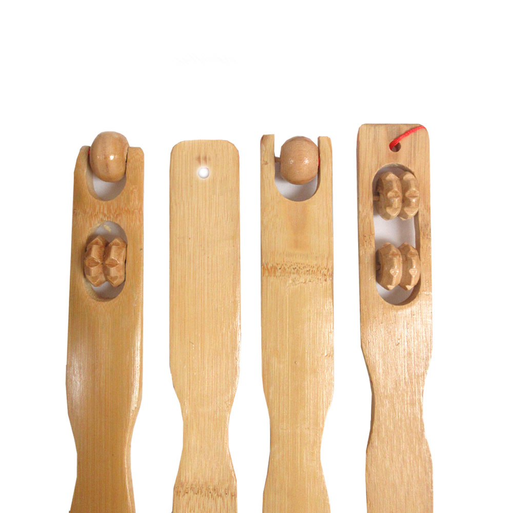 2 New Bamboo Back Scratcher Massager Wooden Body Stick Roller Backscratchers Set 7795735100905