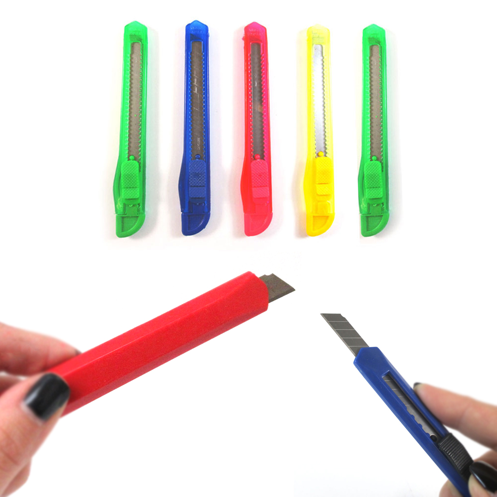 Box Cutter Utility Knife Tool with Retractable Snap off Razor Blade x24 Mix  Color - 8 Red, 8 Green, 8 Neon Green 