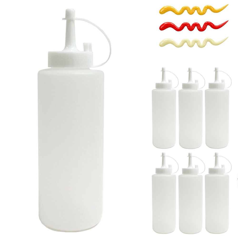2 Clear Plastic Squeeze Bottle Condiment Dispenser Ketchup Mustard Sauce 22 Oz