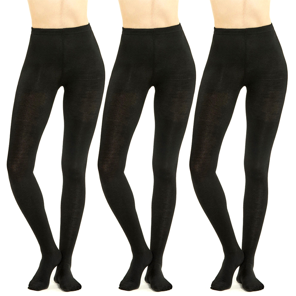 3 Pair Ladies Black Winter Tights Stockings Footed Dance Pantyhose One Size Fits eBay