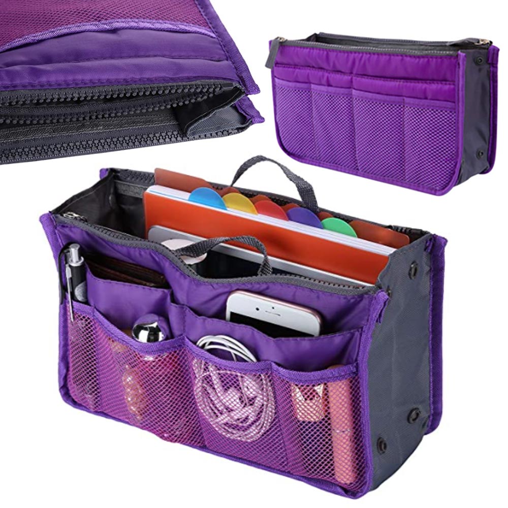 Women Handbag Organizer 12 Pockets Purse Liner Tote Tidy Bag Pouch