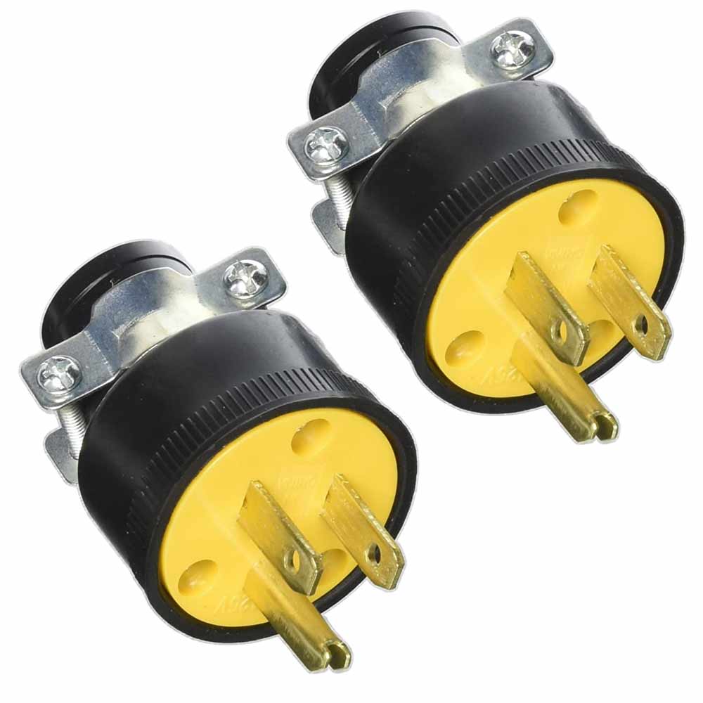 2 Pc Extension Cord Replacement Ends Male 3 Wire Grounded Plug