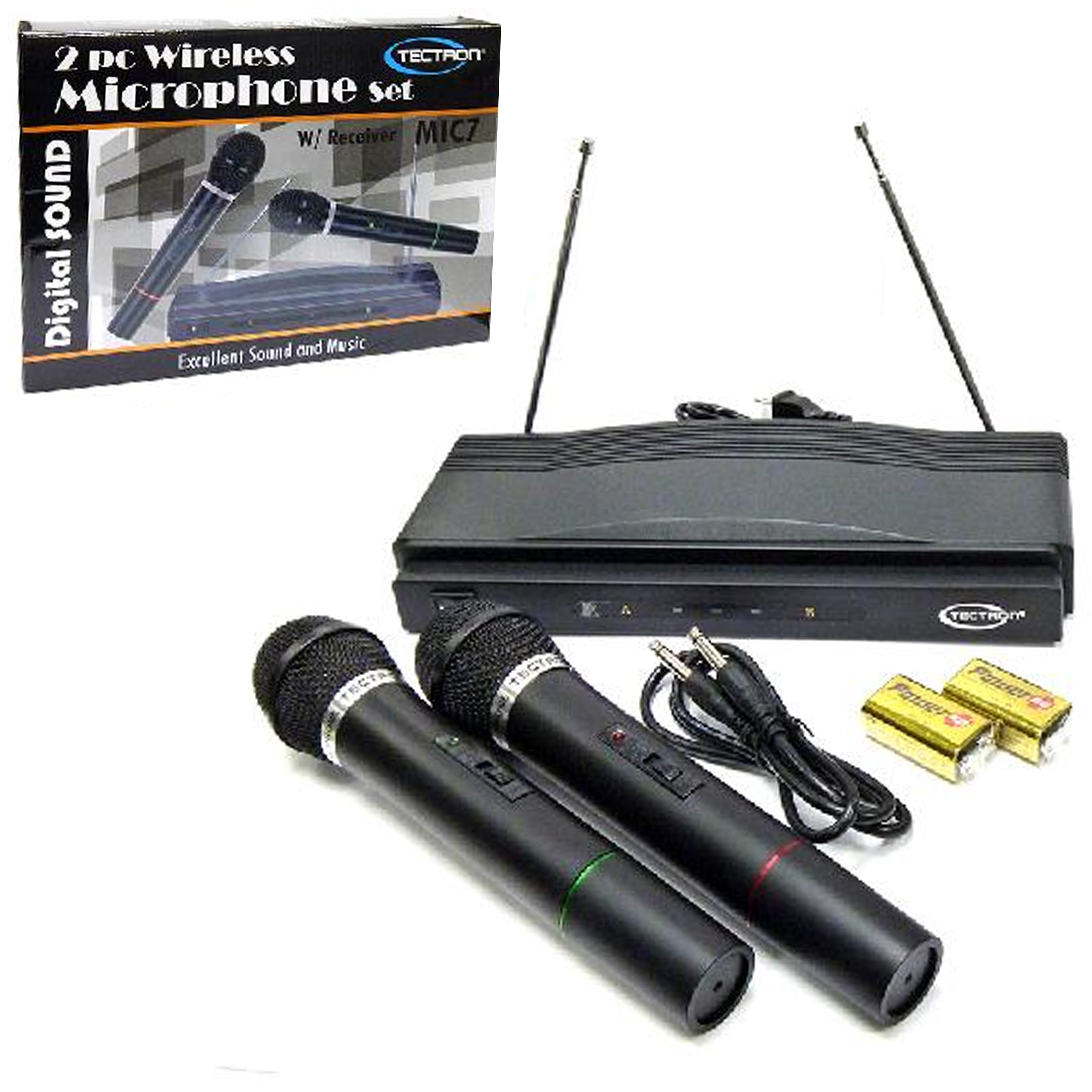 2 Pc Karaoke Cordless Mic Handheld Wireless Microphone Receiver System Music eBay