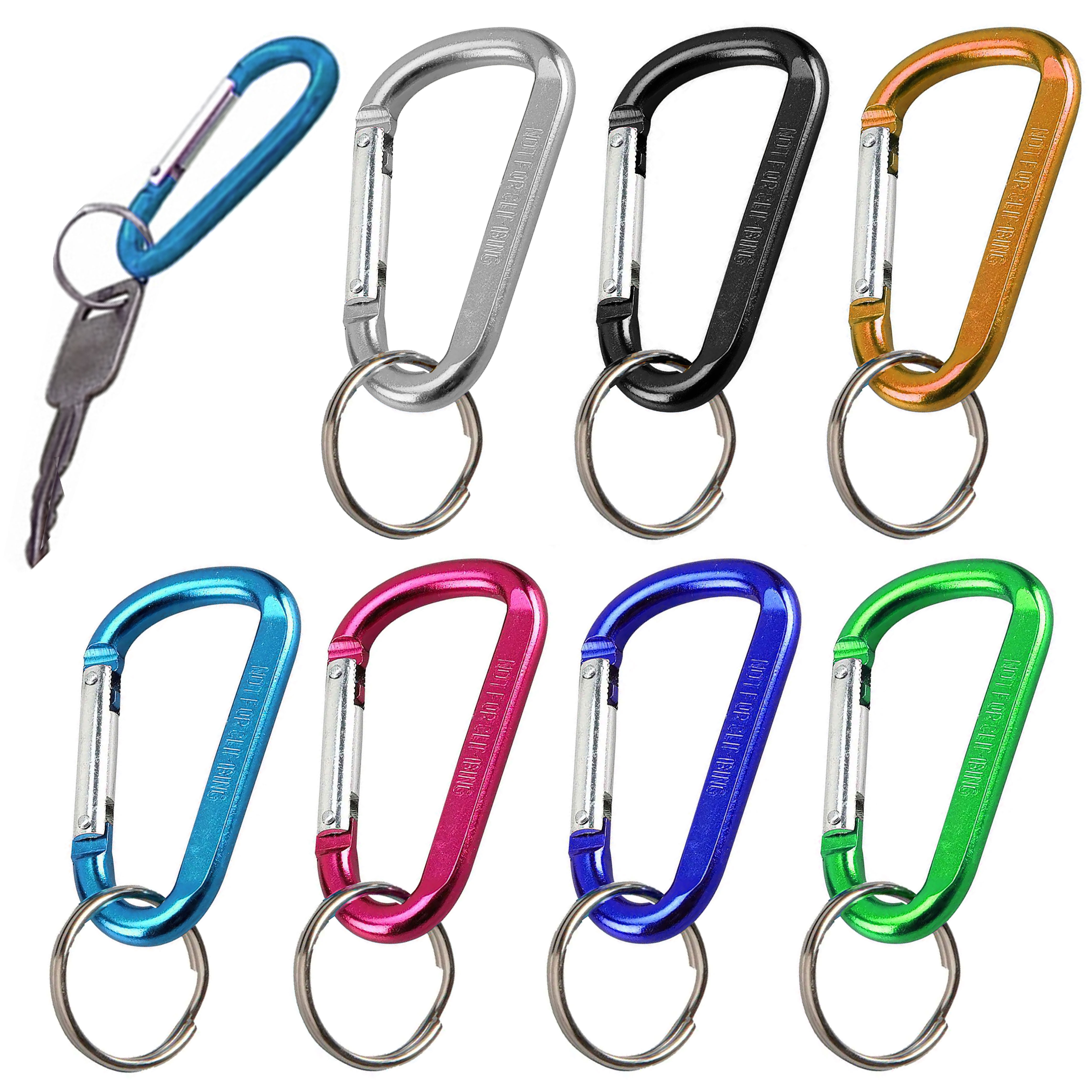 48/68mm Aluminum Carabiner Silver Clip Clasp D-ring Locking Buckle Key Chain  2 Size Keychain Clip Hooks Clips Spring Buckle Gate 