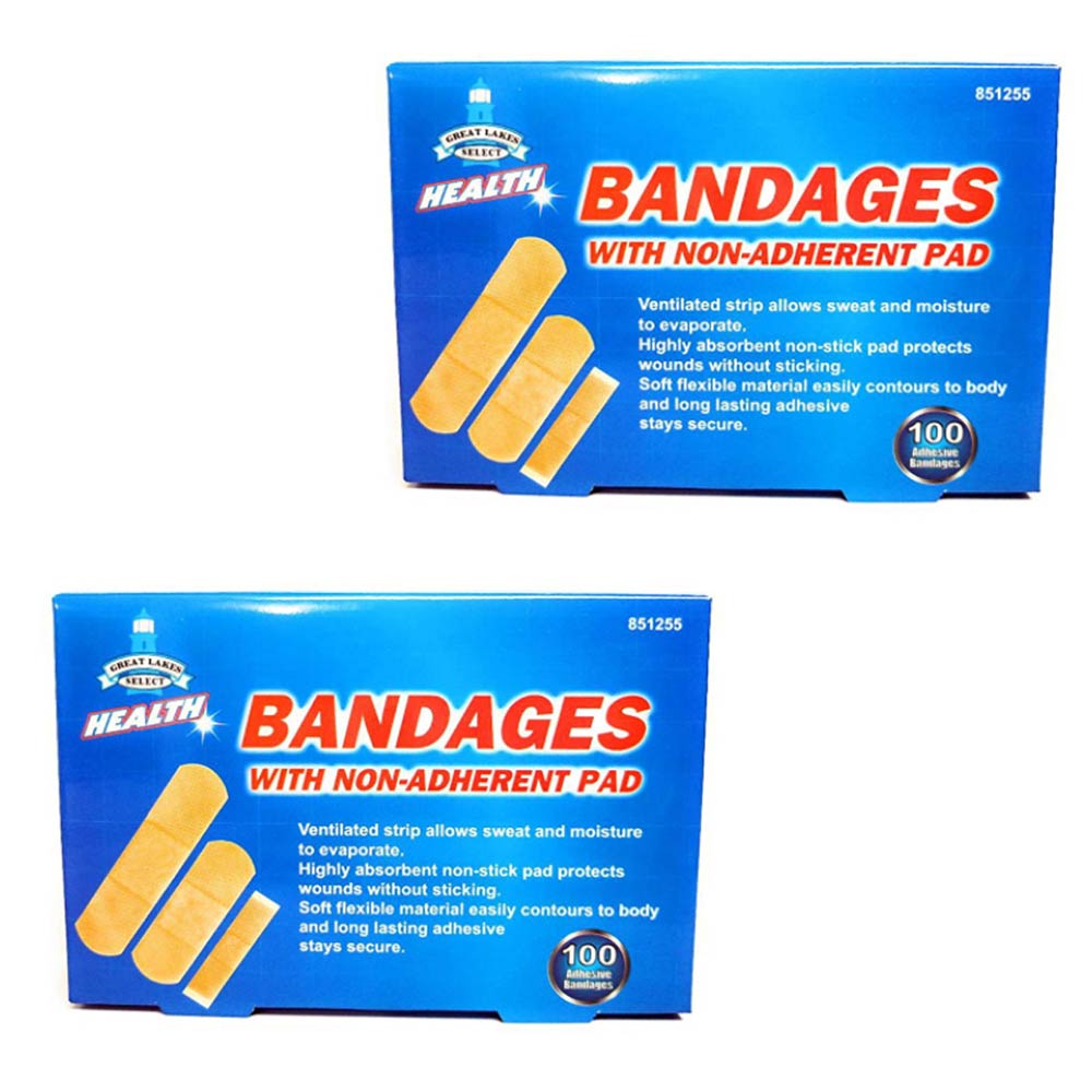 200 Ct Assorted Sizes Adhesive Bandages NonStick Pad Water Resistant