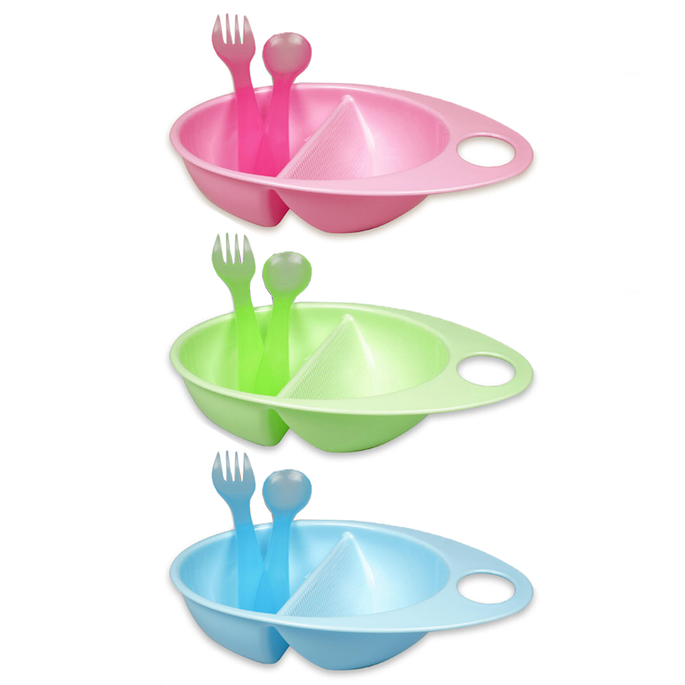 1 BPA Free Baby Bowl Feeding Dish Spoon Fork Container Kids Plate
