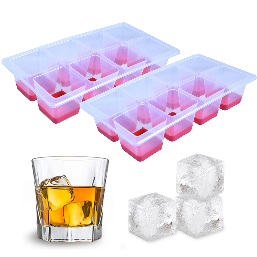 2 Jumbo Silicone Ice Cube Tray Whiskey Large Mold Red Party Bar