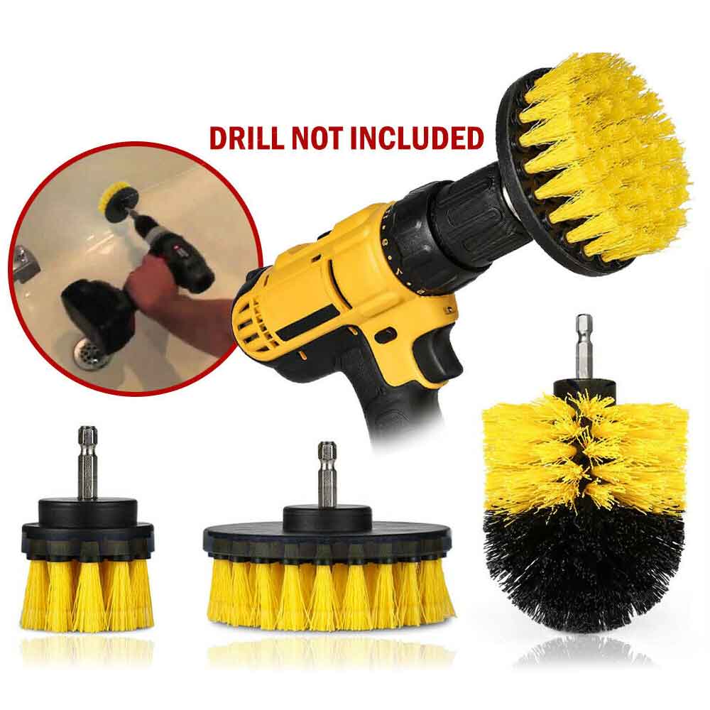 4pc Set Cleaning Drill Brush Kit Carpet Tile Power Scrubber Cleaner